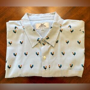Madda Fella Blue Short-Sleeve Button-Down Shirt w/.  Rooster Print, XXL